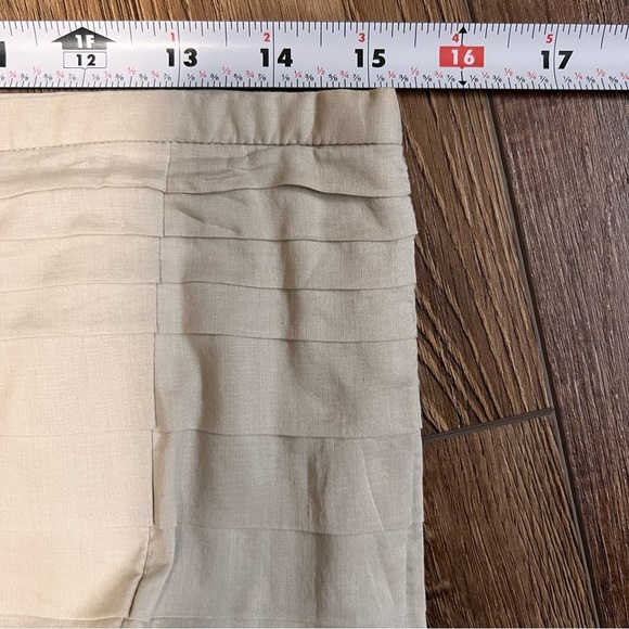 Jones New York Signature Pleated A-line Skirt Tan Size 10 100% Cotton - Picture 5 of 12